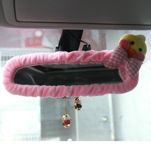 Naujas mielas automobilio galinio vaizdo veidrodėlio dangtelio animacinis filmas korėjietei moteriai galinio vaizdo veidrodėlio saugos diržo dangtelio automobilio salono priedai