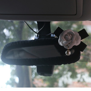 Naujas mielas automobilio galinio vaizdo veidrodėlio dangtelio animacinis filmas korėjietei moteriai galinio vaizdo veidrodėlio saugos diržo dangtelio automobilio salono priedai