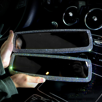 Ново автомобилно огледало за обратно виждане със страз, чар за кола Bling, капак за огледало за обратно виждане за момичета, розови автомобилни аксесоари, интериор за жени