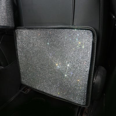 Bling autós hátsó ülés gyermek rúgásvédő védi a kristály autóülés háttámláját, fehér strassz karcálló