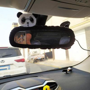 Animacinių filmų „Panda“ galinio vaizdo veidrodžio dangtelis Mielas automobilio vidaus apdaila Automobilio atbulinės eigos veidrodėlio dangtelio apdaila Automobilių priedai