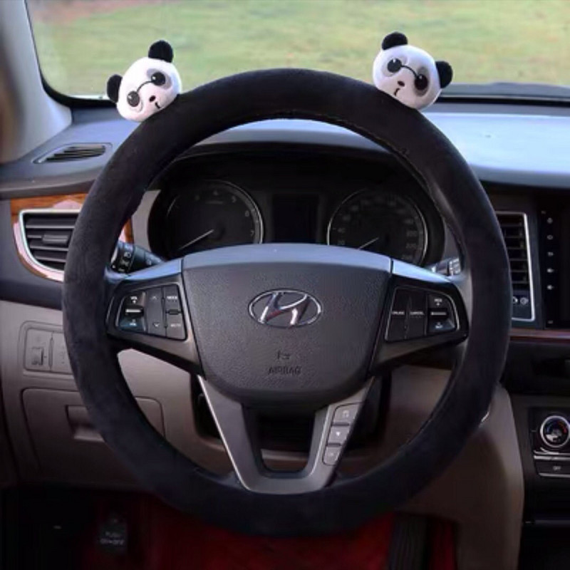 Animacinių filmų „Panda“ galinio vaizdo veidrodžio dangtelis Mielas automobilio vidaus apdaila Automobilio atbulinės eigos veidrodėlio dangtelio apdaila Automobilių priedai