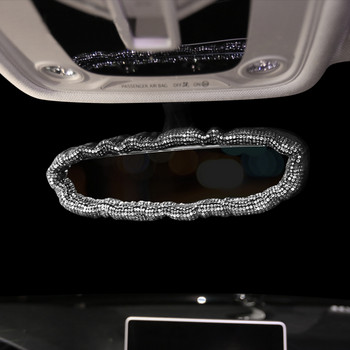 Bling Crystal Car Rear View Mirror Cover Interior Accessories Universal Diamond Rhinestone Car Mirror Decoration Styling