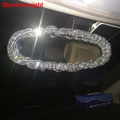 Bling Crystal autós hátsó tükörborítás belső kiegészítők univerzális gyémánt strasszos autós tükör dekoráció stílus