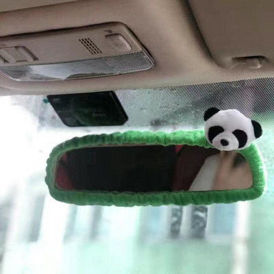 Autó visszapillantó tükör borítója aranyos rajzfilm macska malac panda autó belső dekoráció női egyszerű plüss kellékek autós kiegészítők