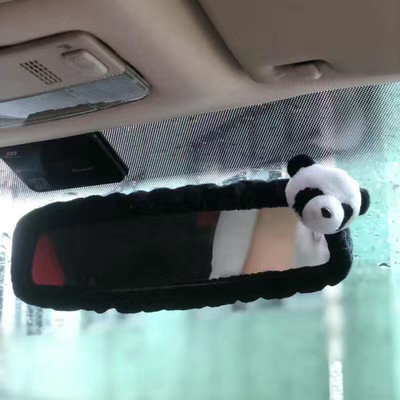 Autó visszapillantó tükör borítója aranyos rajzfilm macska malac panda autó belső dekoráció női egyszerű plüss kellékek autós kiegészítők