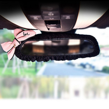 Χαριτωμένο κάλυμμα καθρέφτη εσωτερικού αυτοκινήτου με παπιγιόν για κορίτσια Λούτρινη θήκη καθρέφτη αυτοκινήτου Φιόγκος Αξεσουάρ για γυναίκες και κορίτσια