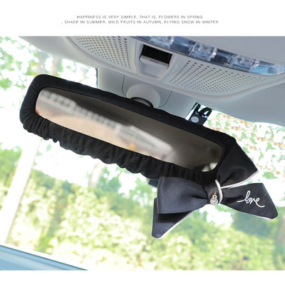 Χαριτωμένο κάλυμμα καθρέφτη εσωτερικού αυτοκινήτου με παπιγιόν για κορίτσια Λούτρινη θήκη καθρέφτη αυτοκινήτου Φιόγκος Αξεσουάρ για γυναίκες και κορίτσια