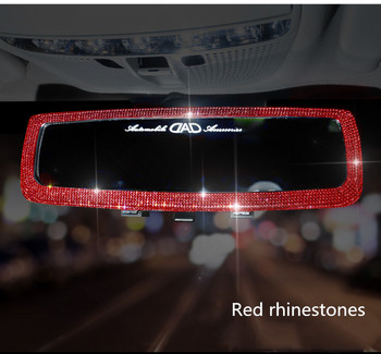 Кола Diamond Огледало за обратно виждане Висящи аксесоари Bling Crystal Charms Pink Red Blue Black за жени Мъже Интериорен орнамент Декор