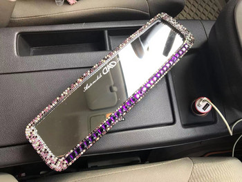 Αξεσουάρ καθρέφτη οπισθοπορείας Crystal Purple Charm Car Brilliant Shining Diamond Butterfly Bling Pink for Women Εσωτερική διακόσμηση