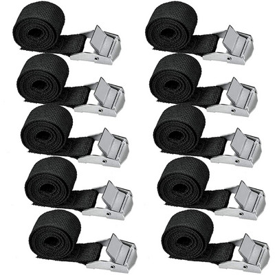 Pack of 10 or 1 Tie Down Straps Zinc Alloy Adjustable Cam Buckle Luggage Package Fixing Straps (63.5 cm x 2.5 cm)