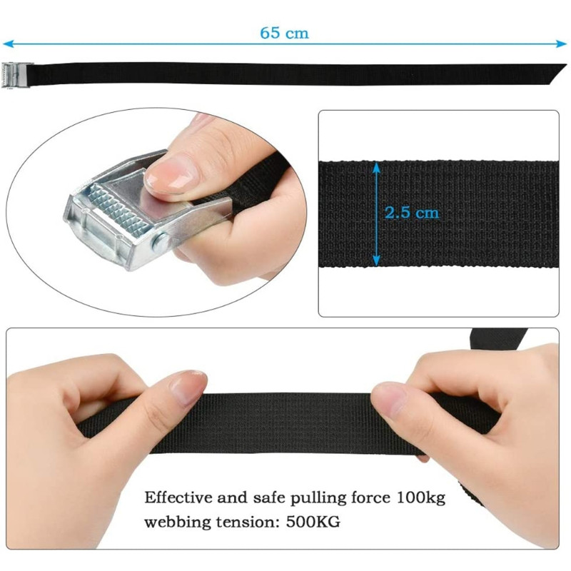 Pakiranje od 10 ili 1 remena za pričvršćivanje od legure cinka, podesive kopče s klinastim kopčom, remena za pričvršćivanje paketa za prtljagu (63,5 cm x 2,5 cm)