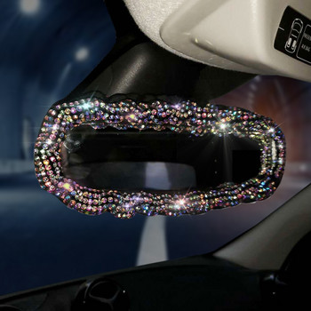 Fashion Bling Crystal Car Rear View Mirror Cover Interior Accessories Universal Diamond Rhinestone Car Mirror Decoration