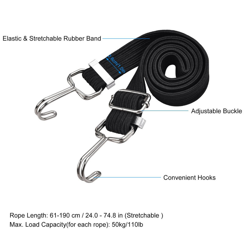 2M konop za prtljagu za bicikl Brdski bicikl Elastične trake Kuke za uže Snažna elastičnost Praktično za nošenje na otvorenom Zatezni pojasevi