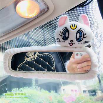 Αξιολάτρευτο κάλυμμα καθρέφτη αυτοκινήτου με γάτα, χαριτωμένο, δημιουργικό κορεατικό χαρακτήρα, κινούμενα σχέδια με γυναικεία διακόσμηση
