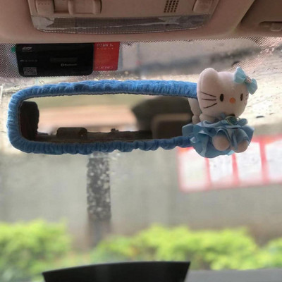 Sanriod Car Rearview Mirror Плюшено покритие Аниме Cinnamorol Kawaii Cartoon Kt Cat Огледала Капак Универсални интериорни аксесоари Подарък