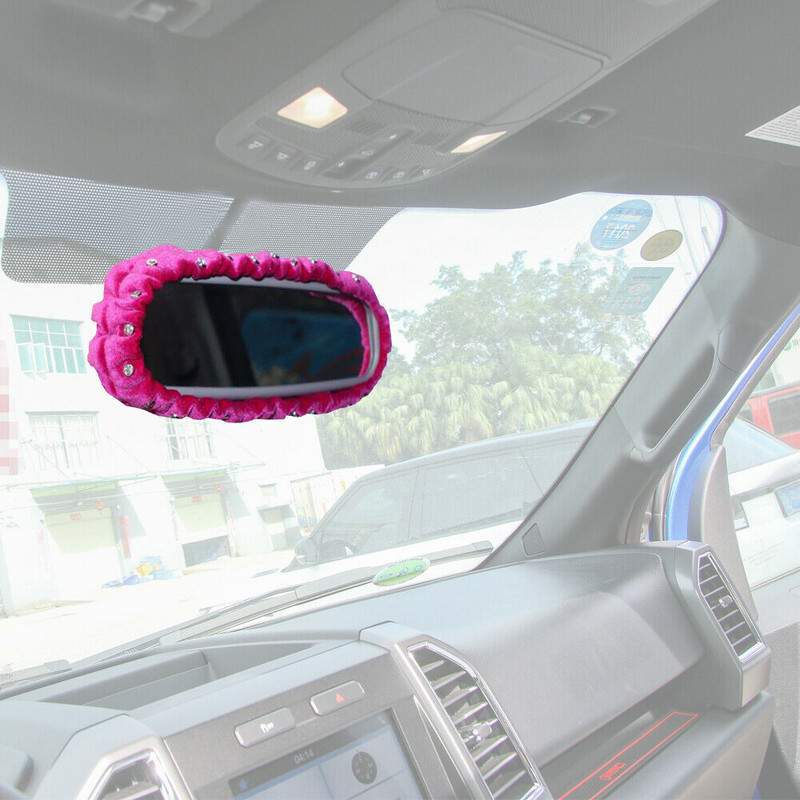 Navlaka za retrovizor za unutrašnjost automobila Plišani auto retrovizor Dekoracija od umjetnog kamena Dodaci za stiliziranje automobila za žene Djevojke