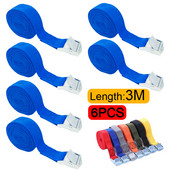 6 vnt. 3M krovinių dirželiai su tvirtinimo sagtimi, skirti automobilio stogo bagažinei, motociklo dviračio bagažui, baidarių kroviniams pririšti, tvirtiems reketiniams diržams