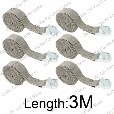 6 vnt. 3M krovinių dirželiai su tvirtinimo sagtimi, skirti automobilio stogo bagažinei, motociklo dviračio bagažui, baidarių kroviniams pririšti, tvirtiems reketiniams diržams