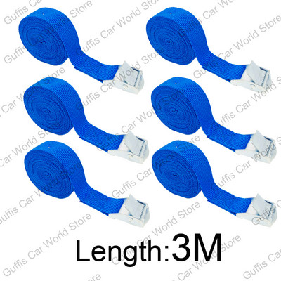 6 vnt. 3M krovinių dirželiai su tvirtinimo sagtimi, skirti automobilio stogo bagažinei, motociklo dviračio bagažui, baidarių kroviniams pririšti, tvirtiems reketiniams diržams