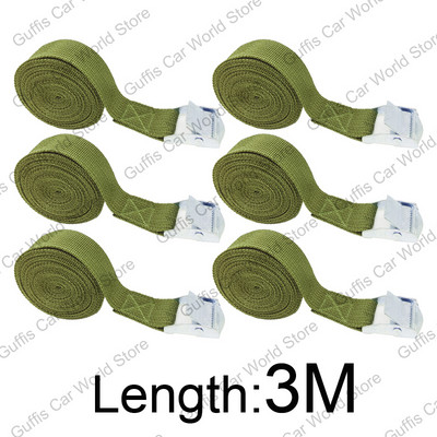 6 vnt. 3M krovinių dirželiai su tvirtinimo sagtimi, skirti automobilio stogo bagažinei, motociklo dviračio bagažui, baidarių kroviniams pririšti, tvirtiems reketiniams diržams