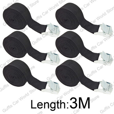 6 vnt. 3M krovinių dirželiai su tvirtinimo sagtimi, skirti automobilio stogo bagažinei, motociklo dviračio bagažui, baidarių kroviniams pririšti, tvirtiems reketiniams diržams