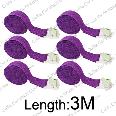 6 vnt. 3M krovinių dirželiai su tvirtinimo sagtimi, skirti automobilio stogo bagažinei, motociklo dviračio bagažui, baidarių kroviniams pririšti, tvirtiems reketiniams diržams