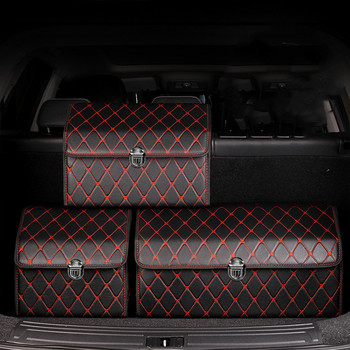 Висококачествен органайзер за багажник от PU кожа, сгъваема кутия за съхранение, органайзер за багажник на автомобил SUV, чанта Stroage, автомобилен интериор, автомобилни аксесоари