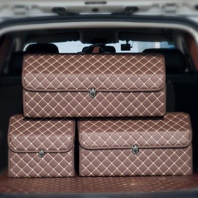 High Quality PU Leather Trunk Organizer Folding Storage Box Car SUV Trunk Organizer Stroage Bag Auto Interior Car Accessories