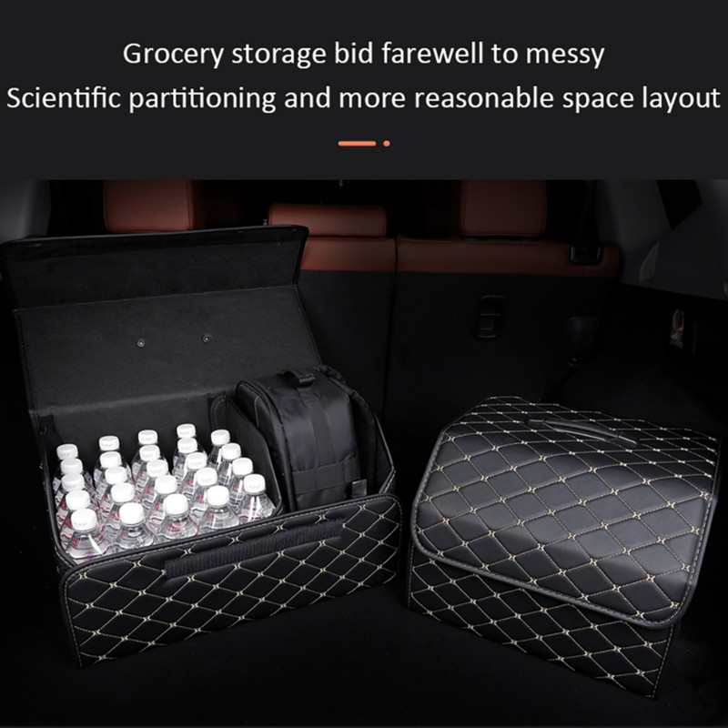 Automobilio saugojimo krepšys PU odinis bagažinės organizatorius Dėžutė Sandėliavimo krepšys Sulankstomas sulankstomas automobilio bagažinės dėtuvės, skirtas automobilio visureigiui