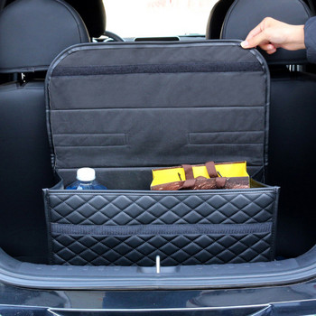 Кутия за съхранение на мини багажник на кола Водоустойчив органайзер от PU кожа Lingge в колата Сгъваема чанта за съхранение на предмети Автомобилна кутия за съхранение Кутия за подреждане