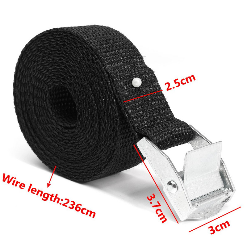 2Pcs Cam Buckle Stee-Down Cargo Prtljaga Traka za vezivanje tereta Legura cinka Cink Najlon Crna