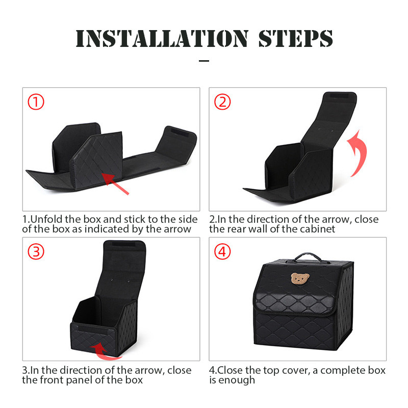 Sklopiva kutija za pohranu u prtljažniku automobila Organizator velikog kapaciteta Višenamjenska sklopiva kožna kutija za alate u prtljažniku Skladištenje auto pribora