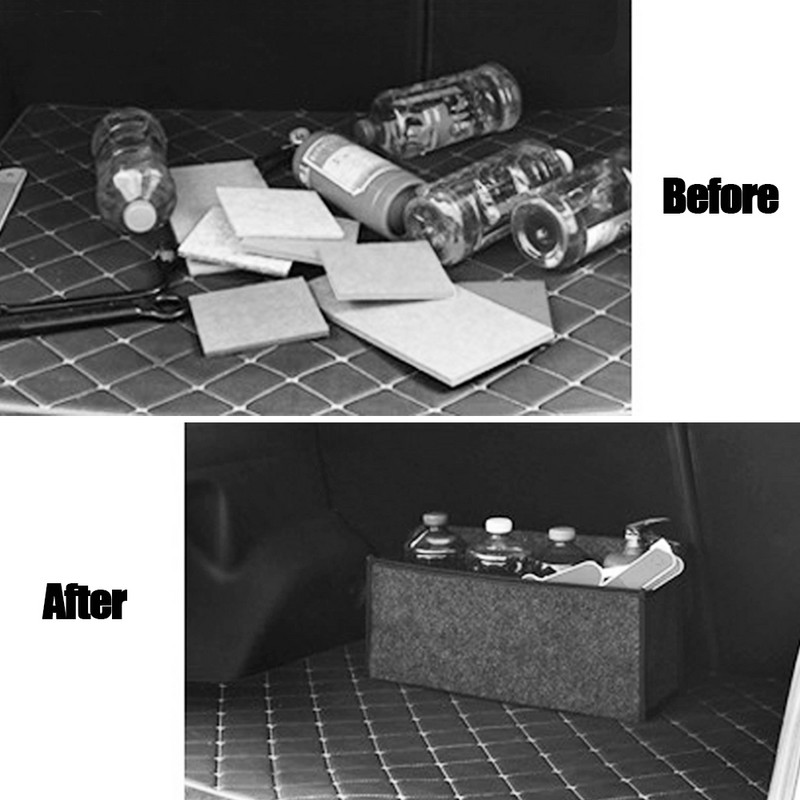 Geantă de depozitare automată, cutie organizatoare pentru portbagaj, cutie de depozitare din pânză din pâslă, container de marfă auto, saci de ordonare cu buzunare multiple, accesorii auto