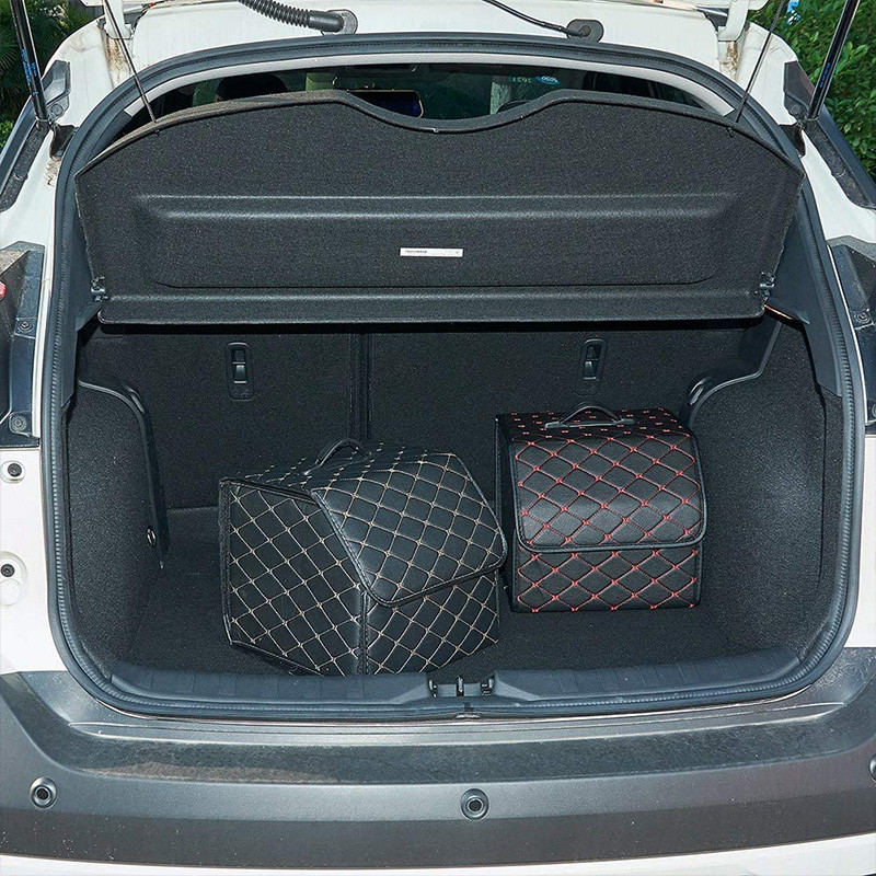 Cutie de depozitare portbagajul mașinii Geantă pliabilă din piele Organizator de înaltă capacitate pentru mașină, depozitare, ordonare, cutie de depozitare de călătorie, accesorii auto