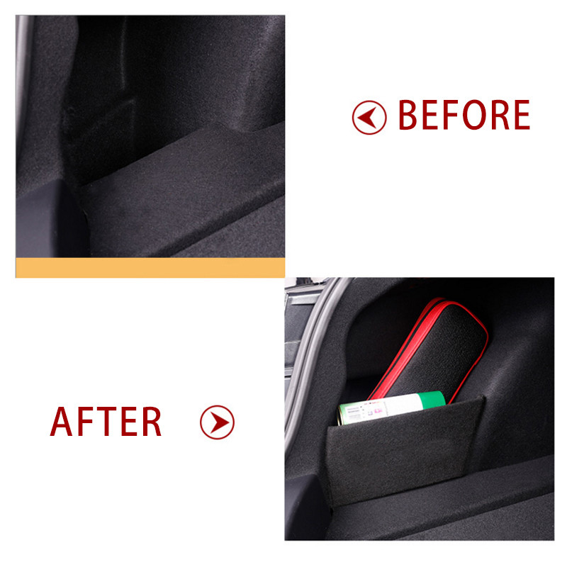 My Good Car Storage válaszfalak a csomagtartó válaszfalának hátsó dobozának mindkét oldalán a Tesla Model 3 Model Y autótartozékokhoz