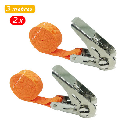 2x rozsdamentes acél teherszíj racsnis tartós feszítő kötél teherrögzítő hevederek teherautó hajók kellékeihez 3 méteres öv