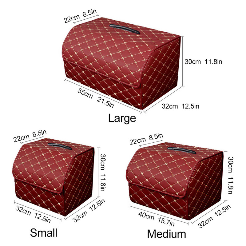Automobilio bagažinės tvarkyklė Sulankstoma odinė laikymo dėžė Auto sulankstomas daiktadėžės maišelis automobiliams visureigio bagažinės tvarkyklė