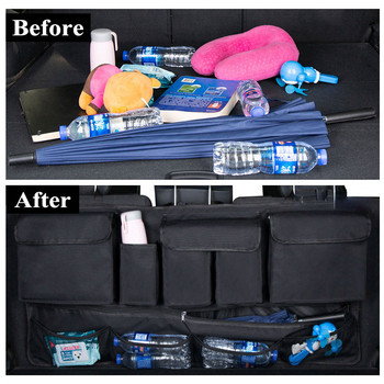 Органайзер за багажник на кола Многофункционален органайзер за облегалка на автомобилна седалка Oxford Регулируема чанта за съхранение на задната седалка Голям капацитет за SUV MPV