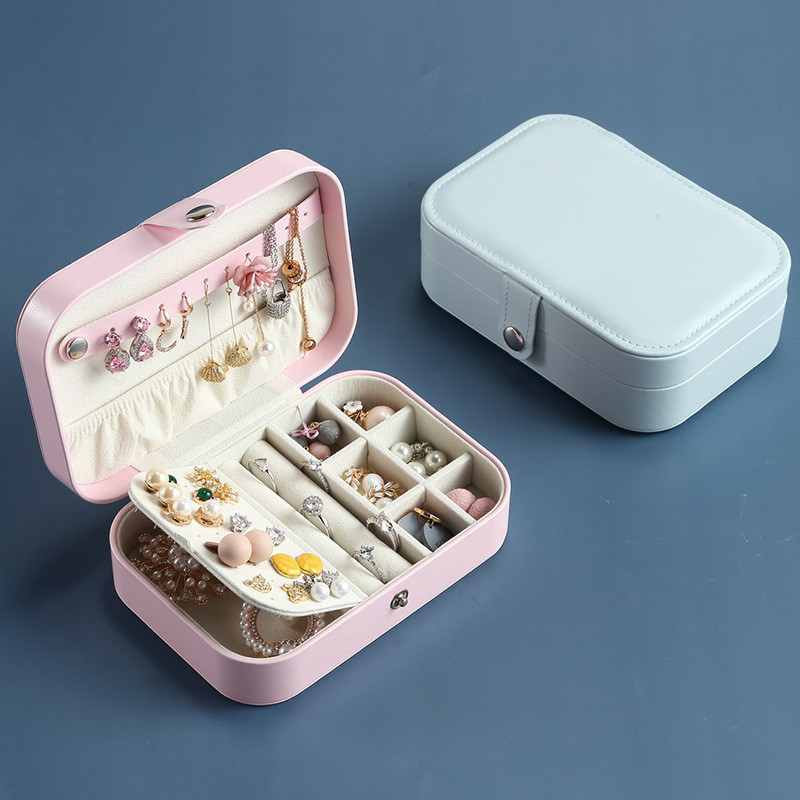2020 Organizator universal de bijuterii Afișaj Cutii pentru bijuterii de călătorie Cutie portabilă pentru bijuterii Buton Depozitare piele Fermoar Bijutieri