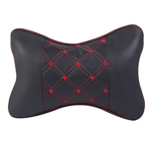 1 бр. Автомобилни възглавници за врат, изкуствена кожа, протектор за опора на главата, черен/червен, универсална облегалка за глава, възглавница за облегалка, подходяща за всички превозни средства