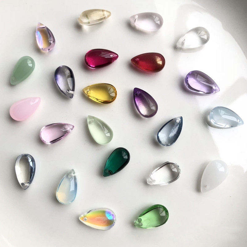 10 vnt 15x8mm ašarų krištolinio stiklo viršaus pragręžti palaidi pakabučiai karoliukai papuošalams gaminti „pasidaryk pats“ auskarų radiniai