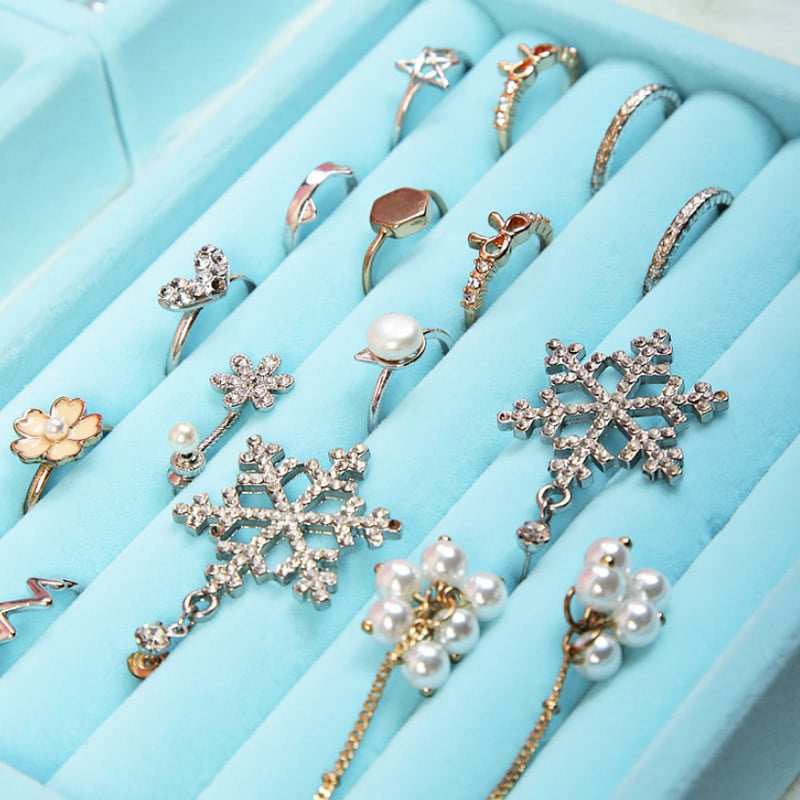 Unikalus mėlynas/rožinis „pasidaryk pats“ papuošalų laikymo dėklas žiedas apyrankė dovanų dėžutė papuošalų organizatorius auskarų laikiklis 3 dydžiai tinka daugumai kambario erdvės