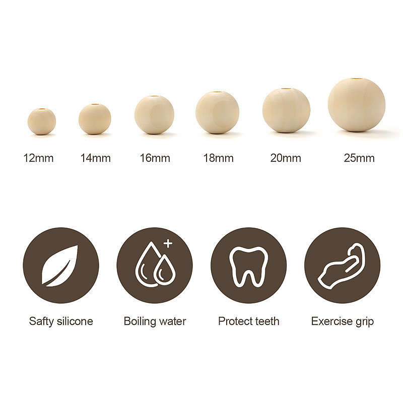 TYRY.HU 20-100PC Drvene prirodne okrugle labave perle DIY 12/14/16/18/20/25 mm za narukvicu, ogrlicu, dodatke za izradu nakita