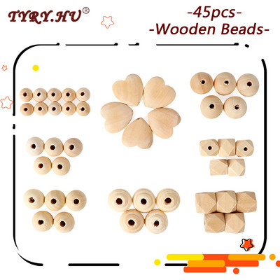 TYRY.HU Buko mediniai karoliukai Mediniai apvalūs karoliukai 14-18 mm Ekologiški mediniai karoliukai papuošalams Gaminti „pasidaryk pats“ čiulptukų grandinėles