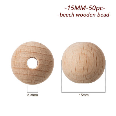 TYRY.HU Buko mediniai karoliukai Mediniai apvalūs karoliukai 14-18 mm Ekologiški mediniai karoliukai papuošalams Gaminti „pasidaryk pats“ čiulptukų grandinėles