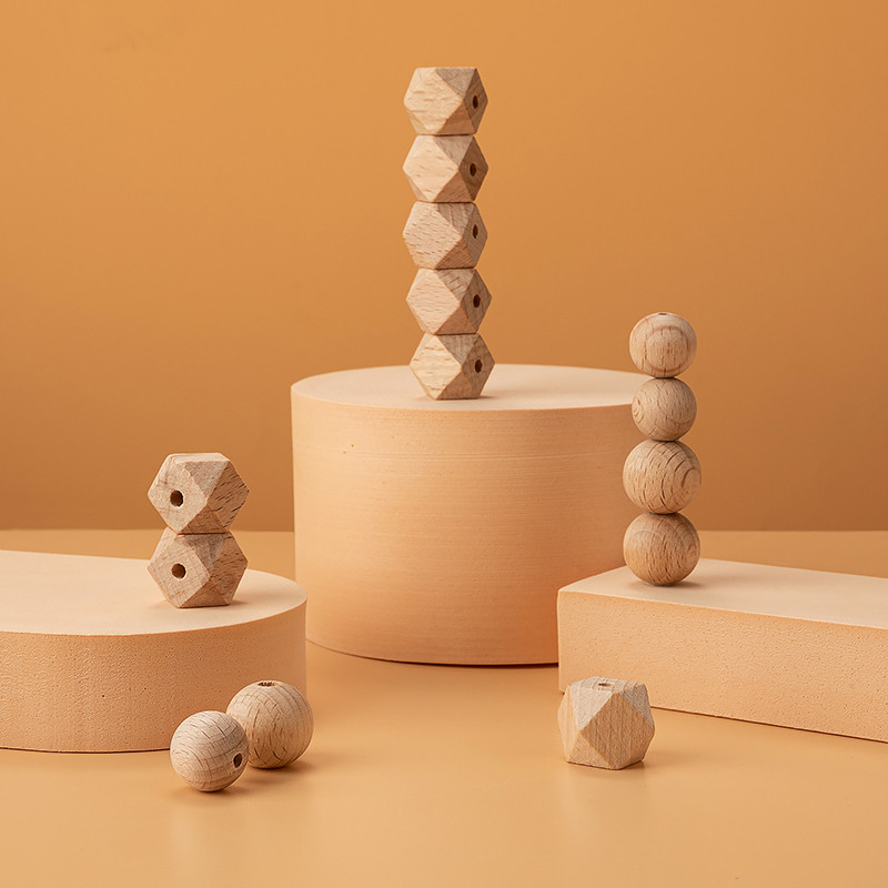 TYRY.HU Buko mediniai karoliukai Mediniai apvalūs karoliukai 14-18 mm Ekologiški mediniai karoliukai papuošalams Gaminti „pasidaryk pats“ čiulptukų grandinėles