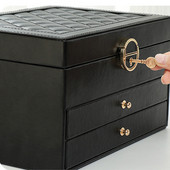 Naujai 3 sluoksnių romantiška dėžutė PU saugykla Unikali mėlyna papuošalų dėžutė Didmeninė kūrybinė nešiojama kelioninė laikymo dėžutė auskarų žiedas