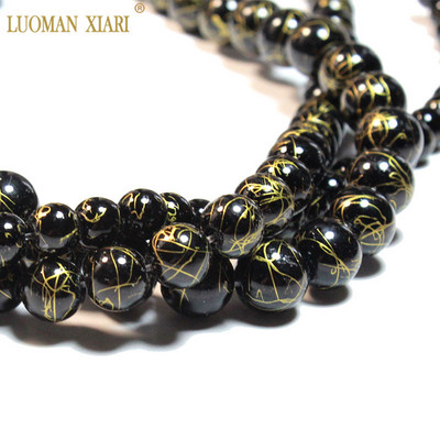 Didmeninė prekyba juodo onikso apvaliais natūralaus akmens karoliukais papuošalams gaminti „pasidaryk pats“ apyrankės karoliai 4/6/8/10/12/14 mm 15 colių sruogos