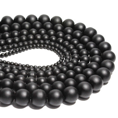 Didmeninė prekyba juodo onikso apvaliais natūralaus akmens karoliukais papuošalams gaminti „pasidaryk pats“ apyrankės karoliai 4/6/8/10/12/14 mm 15 colių sruogos